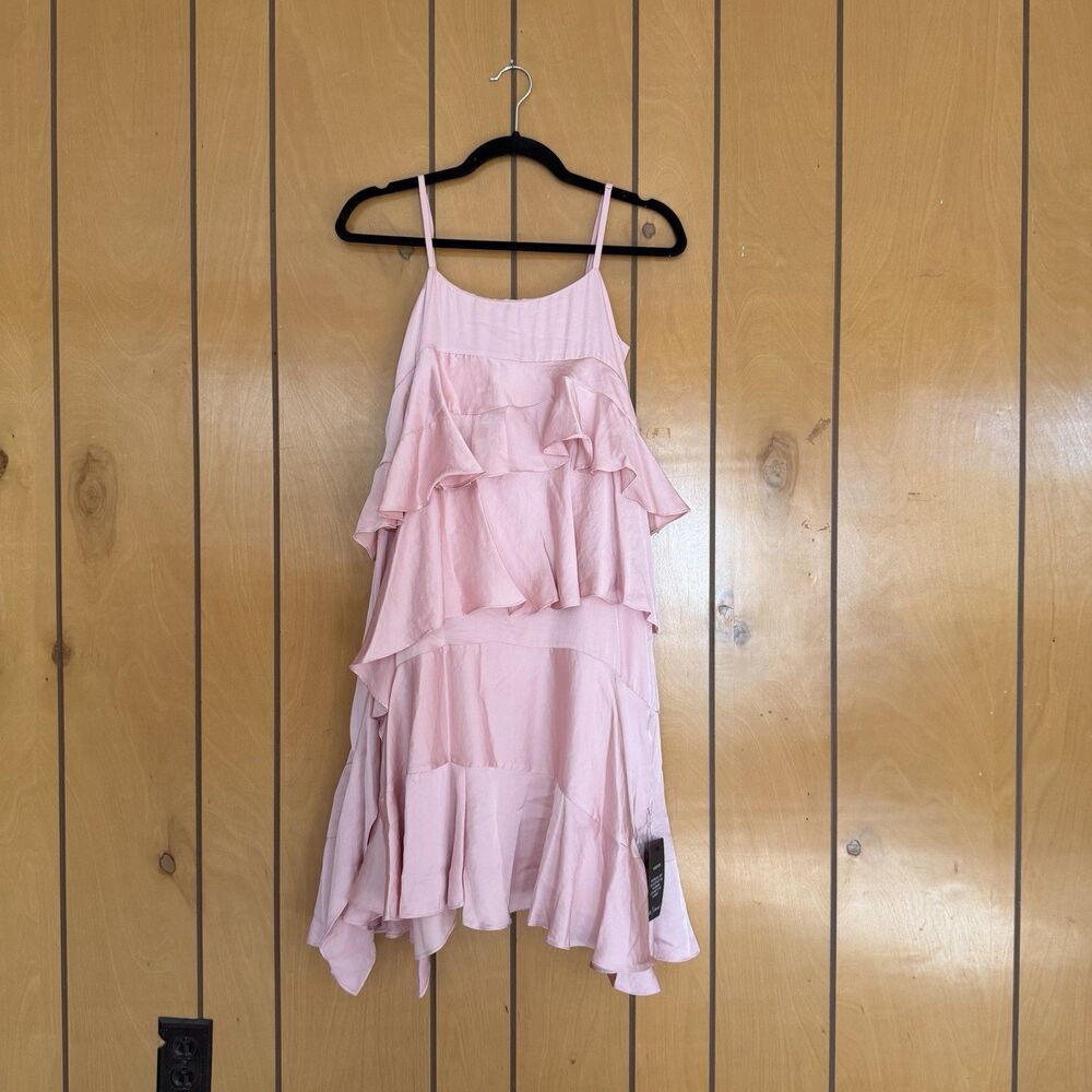 NWT Needle & Thread Pink Deconstructed Broderie Dress US 2 Tiered Asymmetric